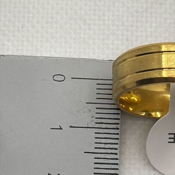 Brand New!! Size 14 Titanium plated beveled edge band, ring - Picture 3 of 4